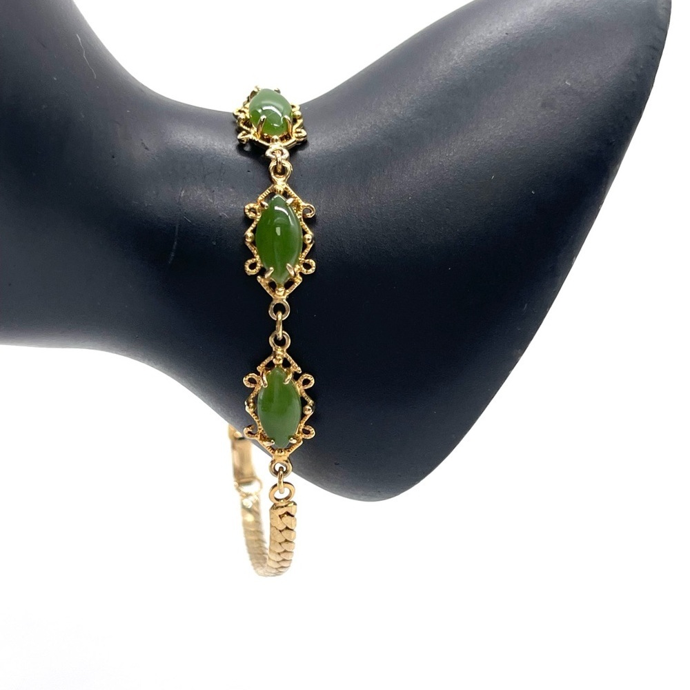 Vintage Jade Bracelet on Gold Filled chain